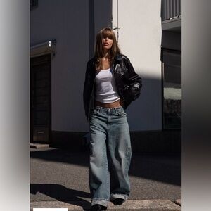Zara TRF Mid-Rise Folded Baggy Jeans Sz 30 (Wmns 10)